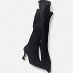 Women’s Sleek Suede Thigh-High Heeled Boots with Pointed Toe — product view 1