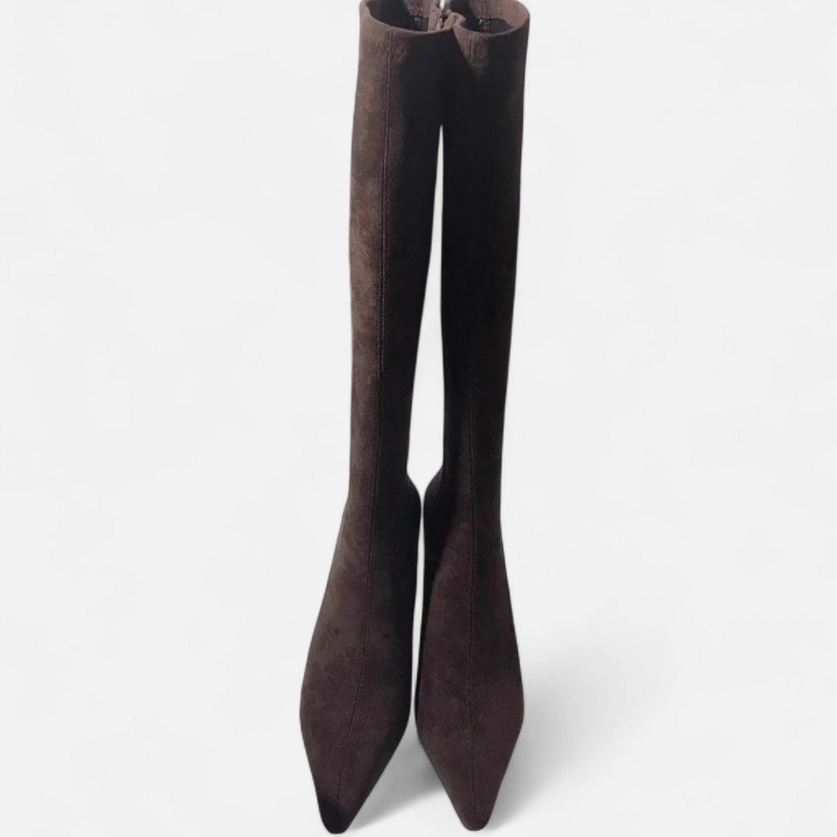 Women’s Sleek Suede Thigh-High Heeled Boots with Pointed Toe — product view 7