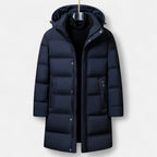 Men’s Elegance Insulated Down Practical Winter Parka Coat with Protective Hood — product view 1