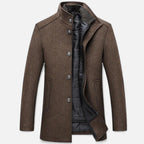 Men’s Versatile Layer Thick Long Overcoat with Vest Panel — product view 1