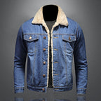 Men's Classic Fashion Warm Denim Jacket with Functional Chest Pockets — product view 1