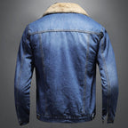Men's Classic Fashion Warm Denim Jacket with Functional Chest Pockets — product view 5