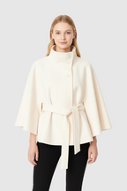 Women's Timeless High Neck Coat with Removable Belt & Relaxed Fit — product view 2