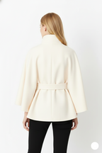 Women's Timeless High Neck Coat with Removable Belt & Relaxed Fit — product view 12