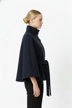 Women's Timeless High Neck Coat with Removable Belt & Relaxed Fit — product view 15