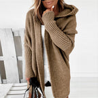Women's Winter Open-Front Long Oversized Hooded Cardigan — product view 4