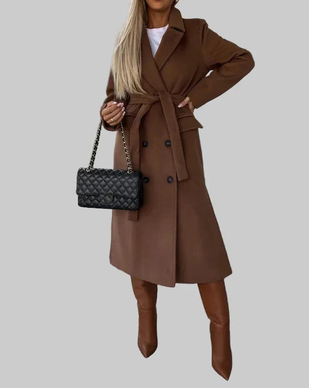 Women's Fashion Winter Warm Waist-Belted Long Coat — product view 1