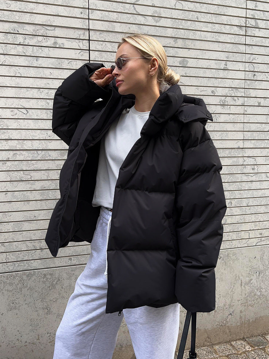 Women's Long Water- Resistant Winter Puffer Coat with Visible Snap-Style Fasteners — product view 2
