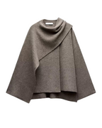Women's Fashion Slip-on Asymmetrical Poncho for Winter Warmth — product view 1