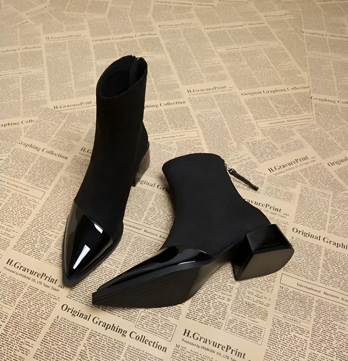 Women's Fashion Glossy Sleek Non-slip Suede Ankle Boots — product view 6