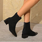 Women's Fashion Glossy Sleek Non-slip Suede Ankle Boots — product view 12