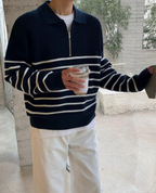 Men's Warm Relaxed Layered Quarter Zip Sweater — product view 2