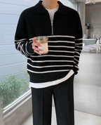 Men's Warm Relaxed Layered Quarter Zip Sweater — product view 6