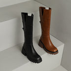 Women's Winter Knee High Boots with Chunky Platform Sole and Side Zipper — product view 6