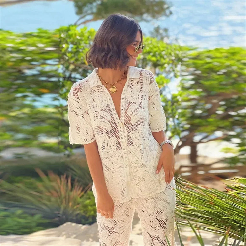Casual Breezy Crochet Two-piece Women's Set for Everyday Wear — product view 3