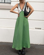 Modern Flattering Contrast Colour V-Neck Maxi Dress for Women — product view 4