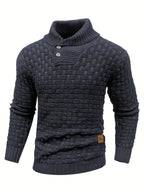 Men's Elegant Warm Knitted High Neck Sweater — product view 17