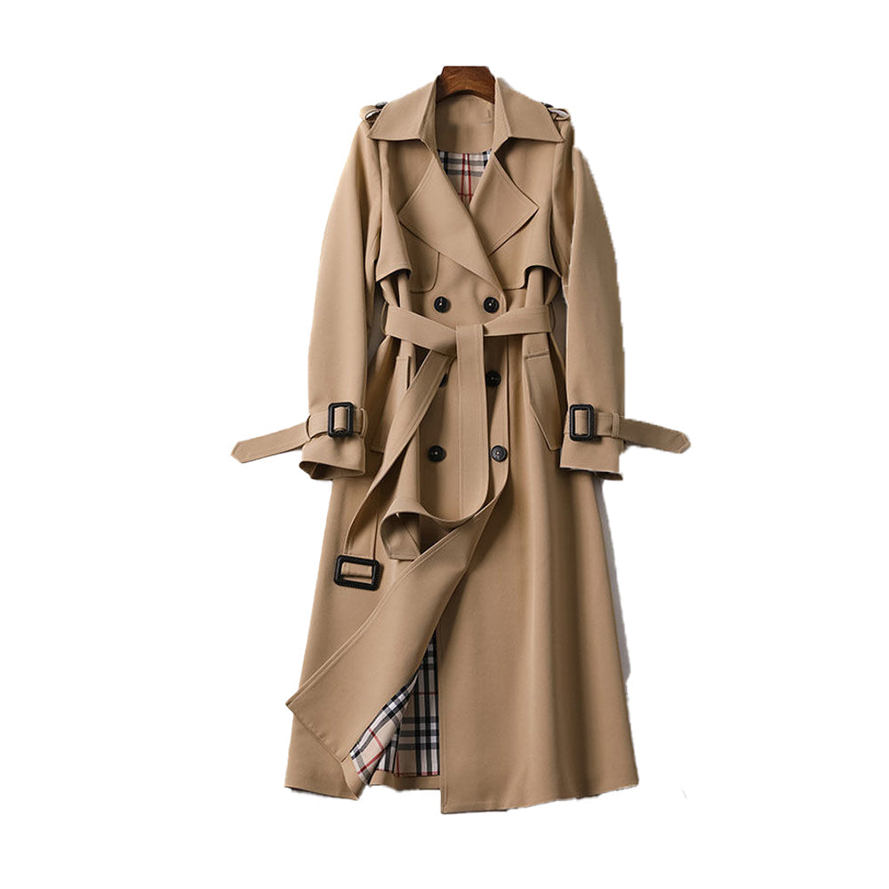 Women’s Belted Fashion Outdoor Long Trench Coat — product view 1