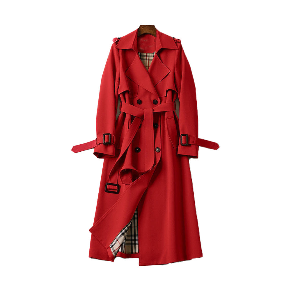 Women’s Belted Fashion Outdoor Long Trench Coat — product view 6