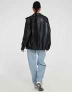 Women’s Fashion Oversized Biker's Bomber Jacket — product view 6