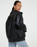 Women’s Fashion Oversized Biker's Bomber Jacket — product view 8