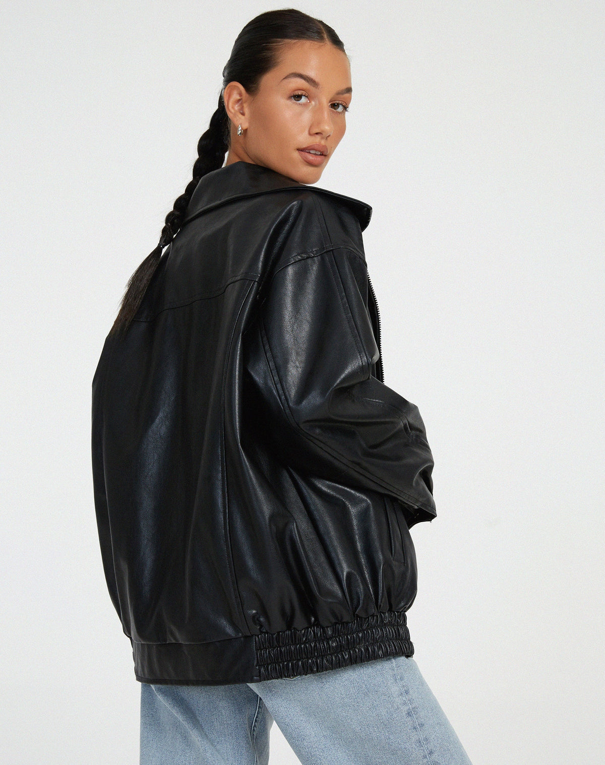 Women’s Fashion Oversized Biker's Bomber Jacket — product view 8