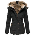 Women’s Fashion outdoor Winter Fur Hood Puffer Jacket — product view 1