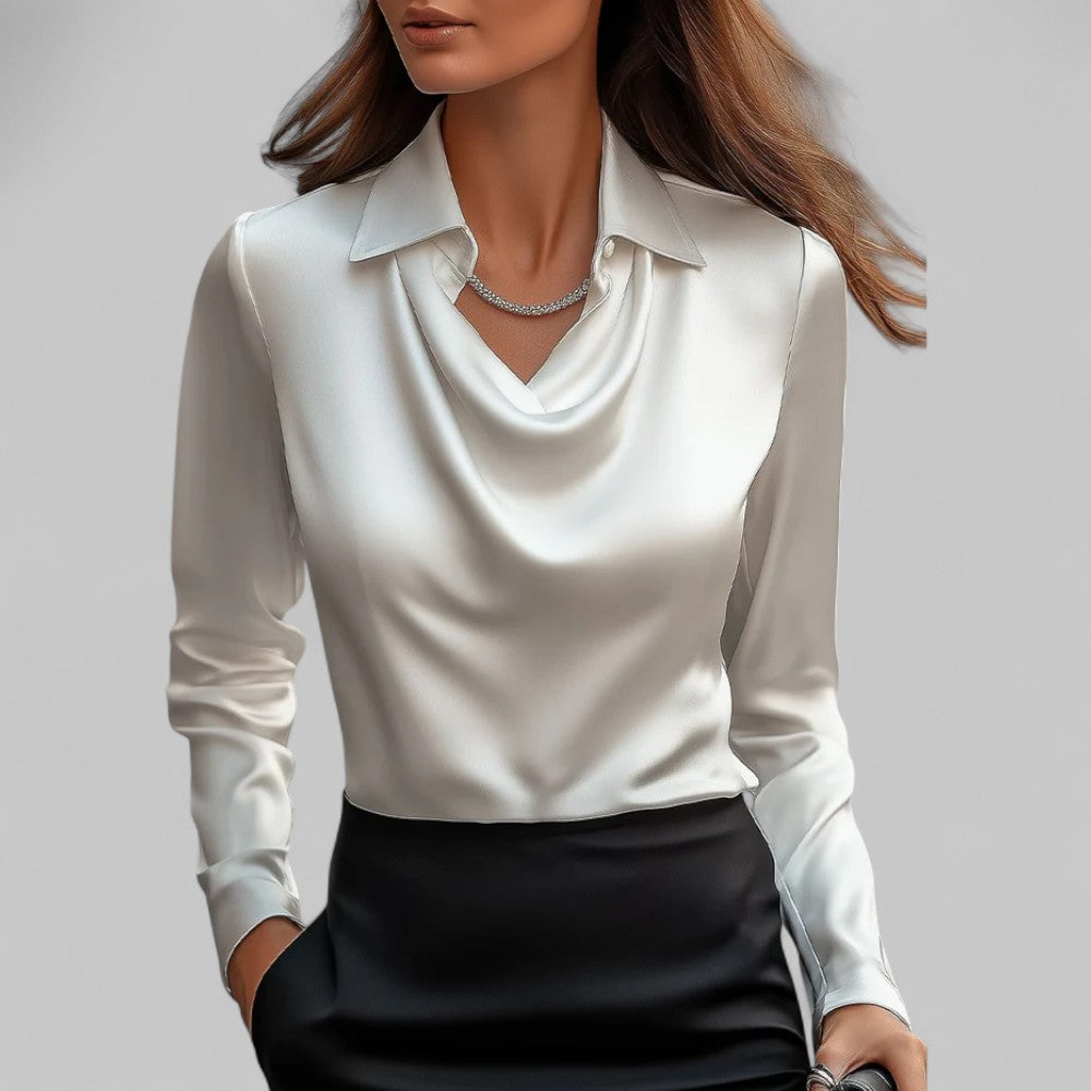 Women’s Versatile Formal Draped Neck Blouse — product view 1