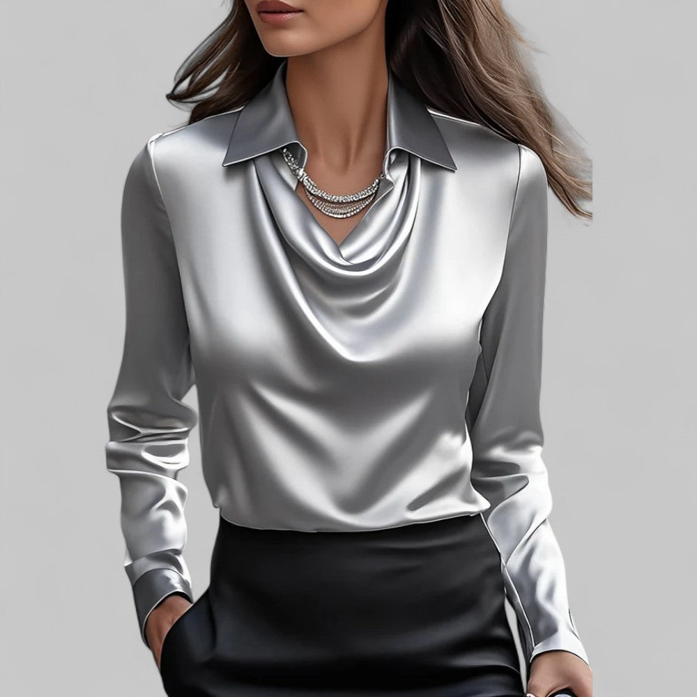 Women’s Versatile Formal Draped Neck Blouse — product view 2