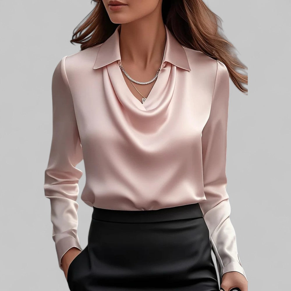 Women’s Versatile Formal Draped Neck Blouse — product view 3