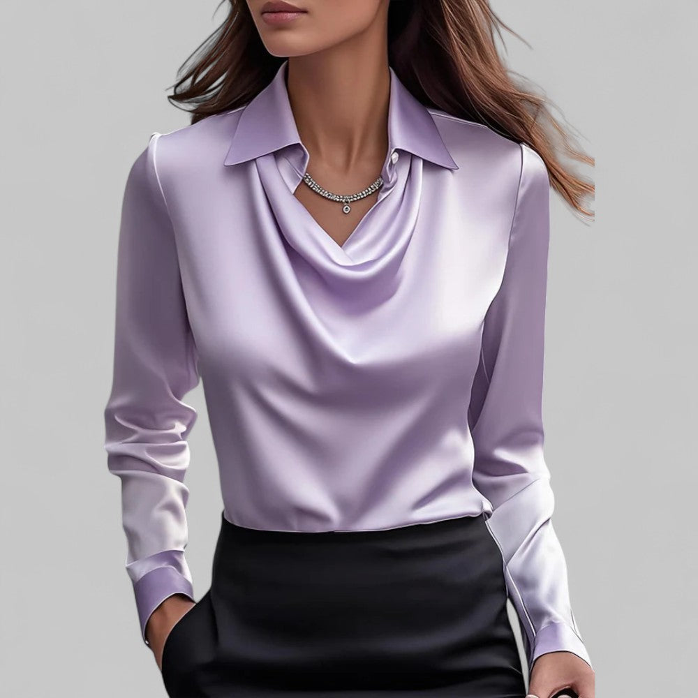 Women’s Versatile Formal Draped Neck Blouse — product view 4