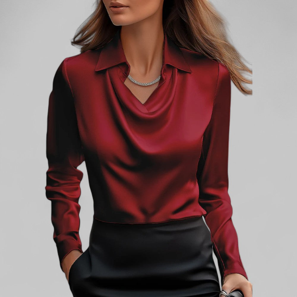 Women’s Versatile Formal Draped Neck Blouse — product view 5