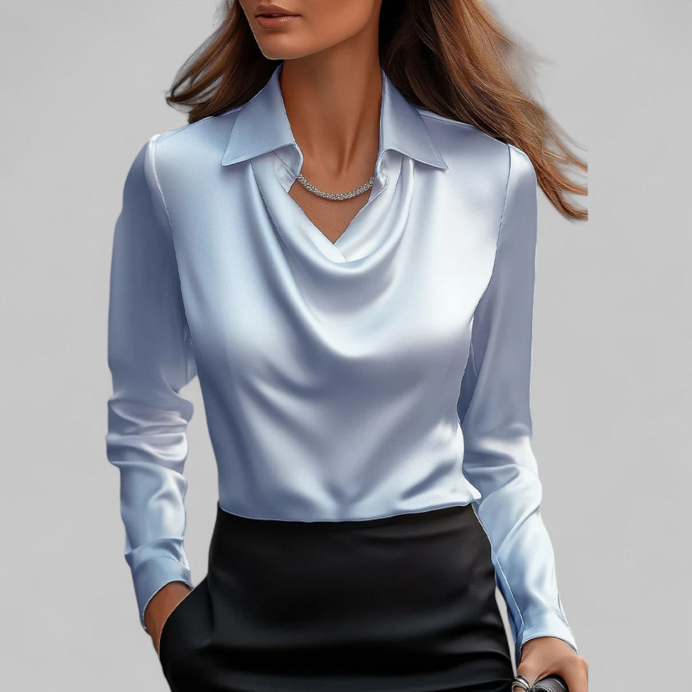 Women’s Versatile Formal Draped Neck Blouse — product view 6