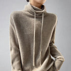 Winter Drawstring Turtleneck Jumper For Women — product view 1