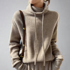 Winter Drawstring Turtleneck Jumper For Women — product view 3