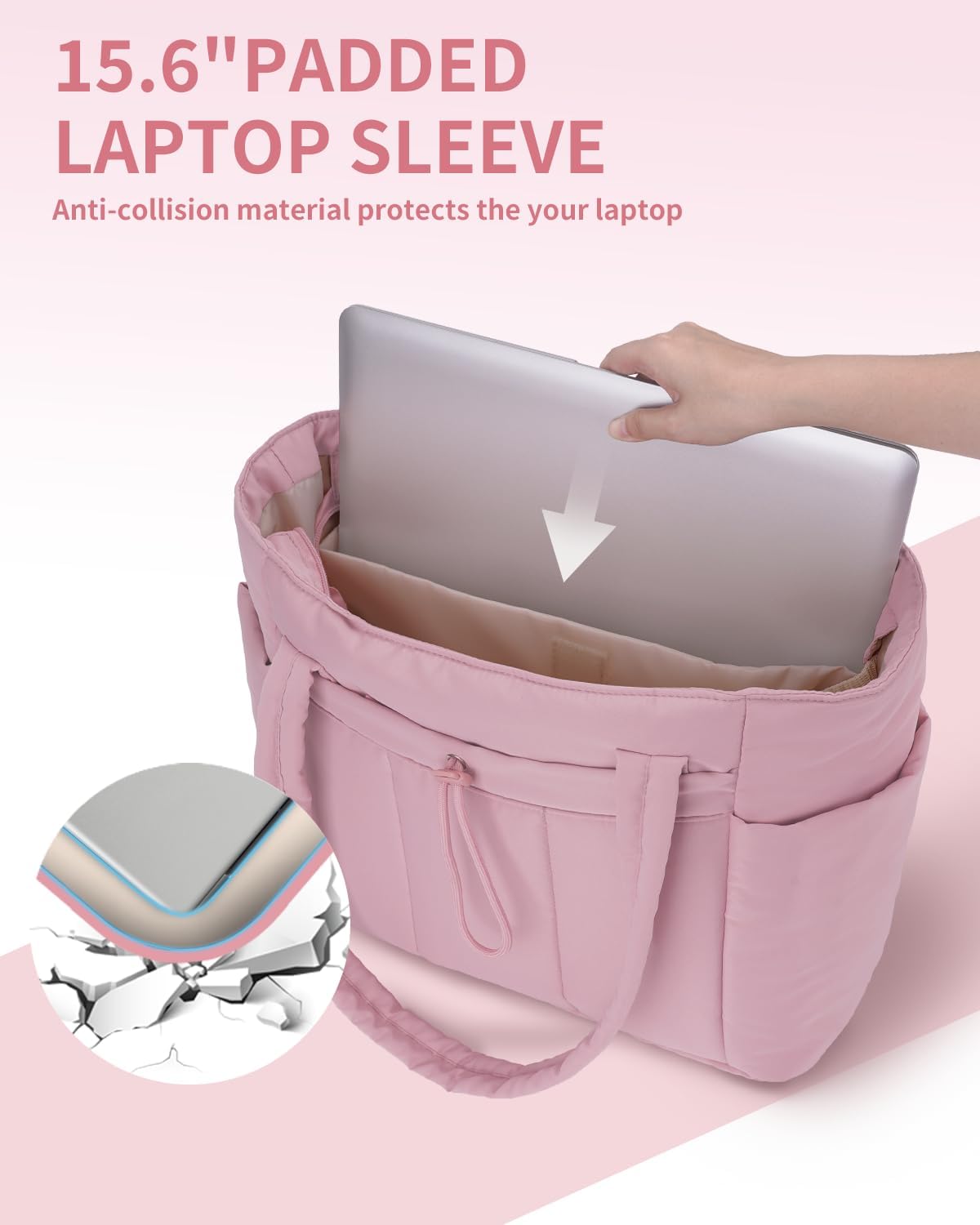 Spacious Work Tote Bag for Women with 15.6” Laptop Compartment