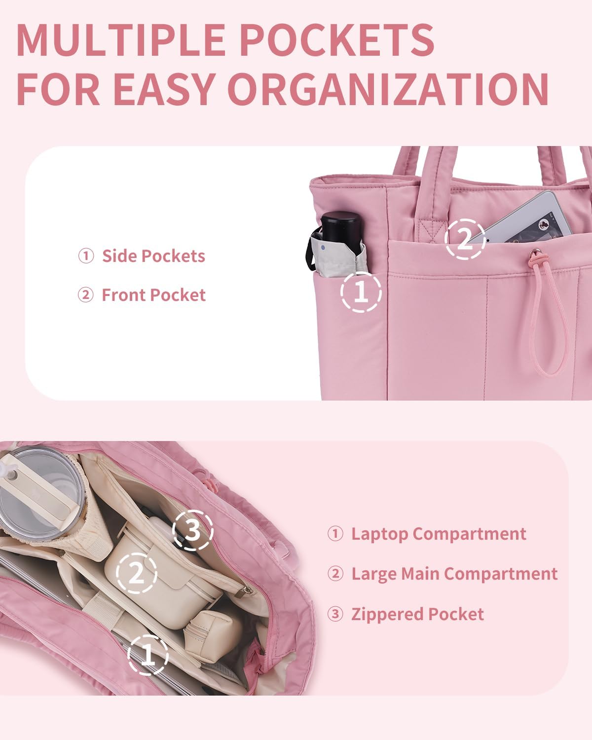 Spacious Work Tote Bag for Women with 15.6” Laptop Compartment