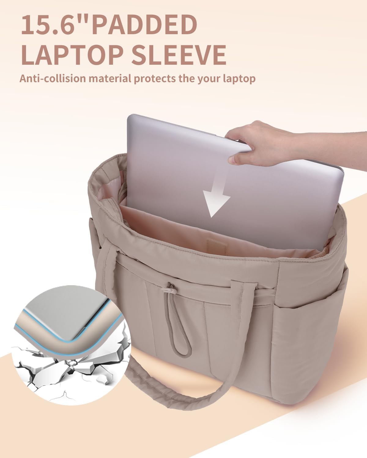 Spacious Work Tote Bag for Women with 15.6” Laptop Compartment