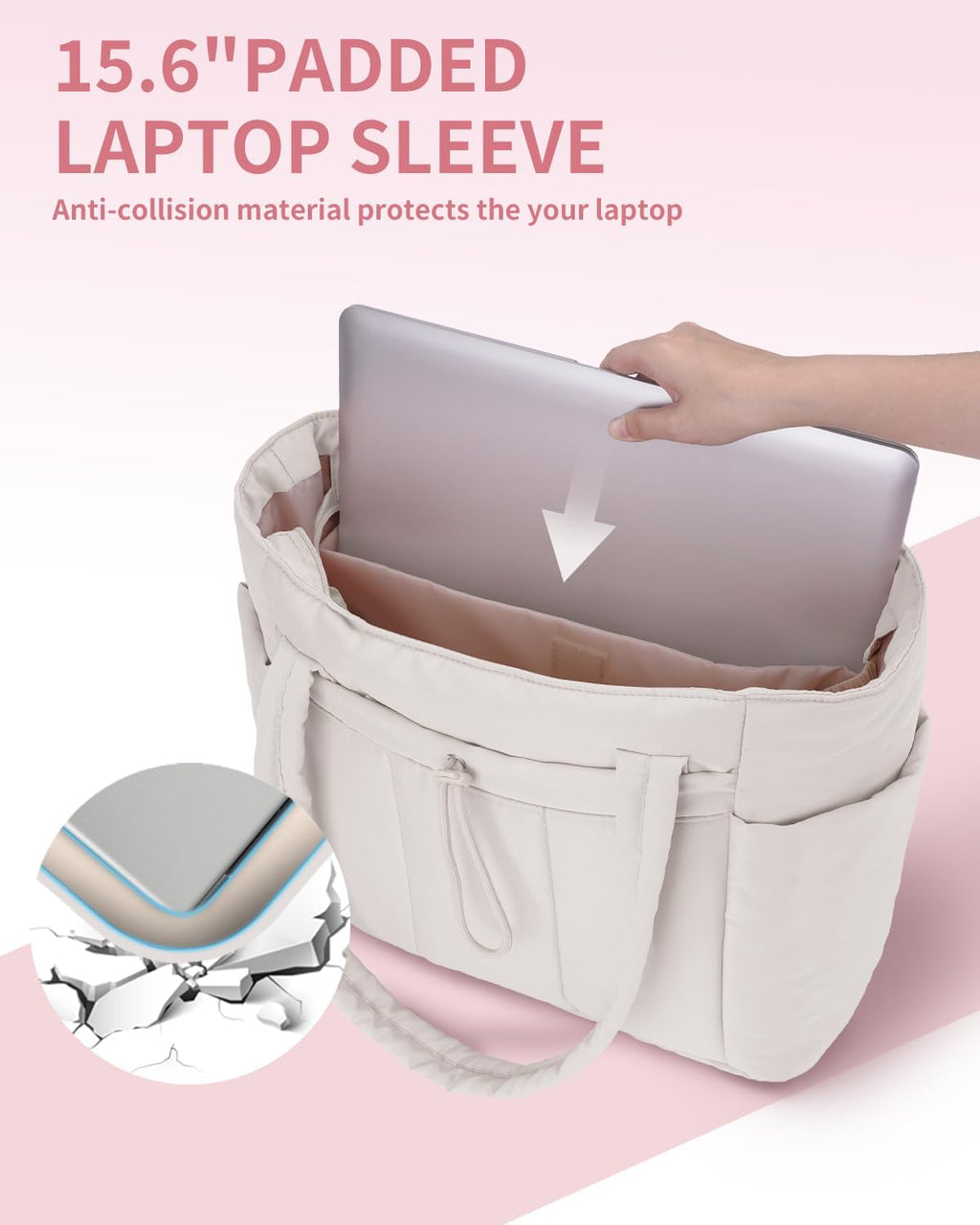 Spacious Work Tote Bag for Women with 15.6” Laptop Compartment