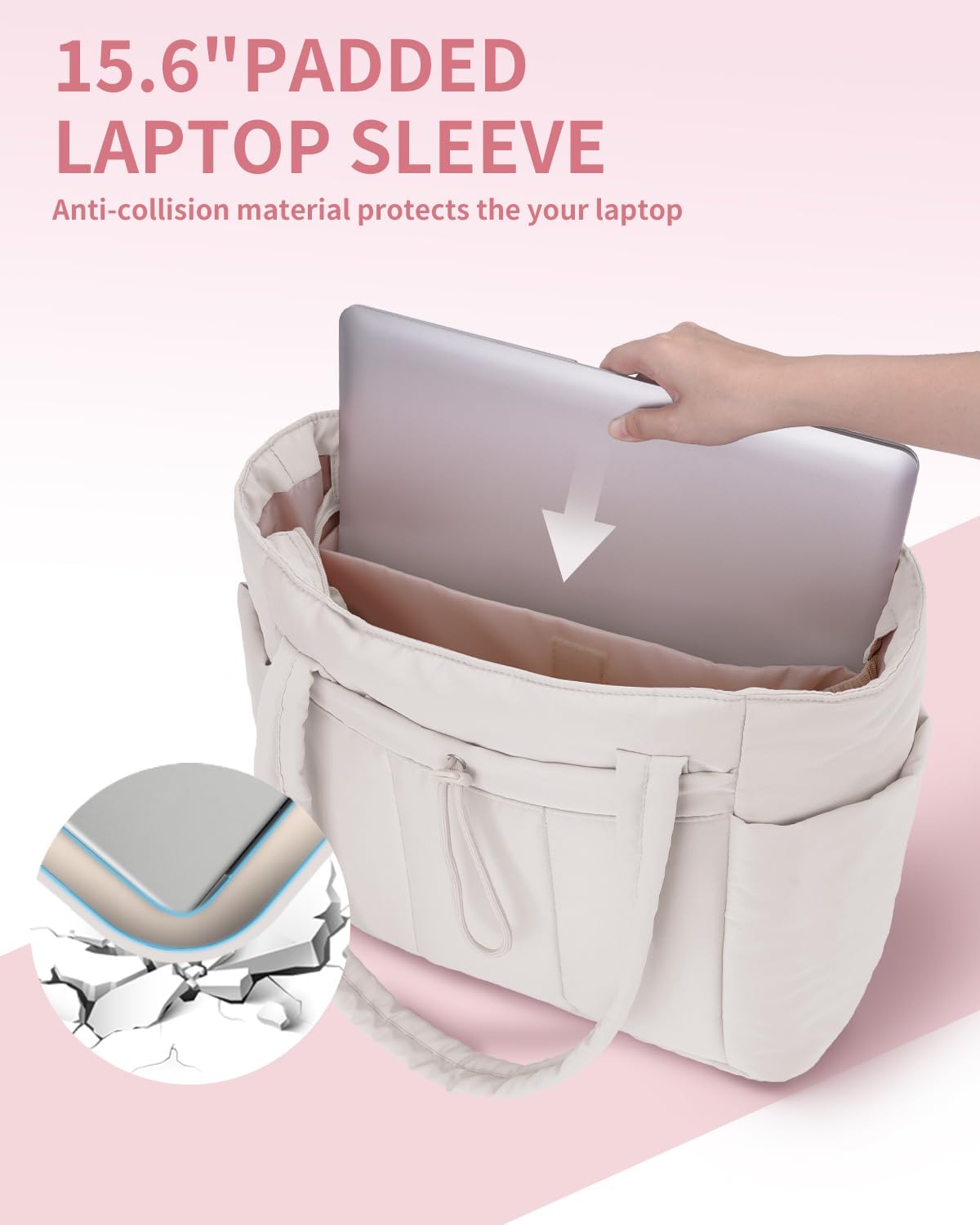 Spacious Work Tote Bag for Women with 15.6” Laptop Compartment