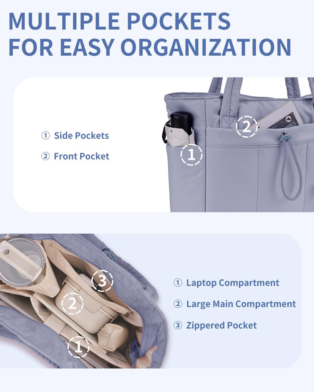 Spacious Work Tote Bag for Women with 15.6” Laptop Compartment