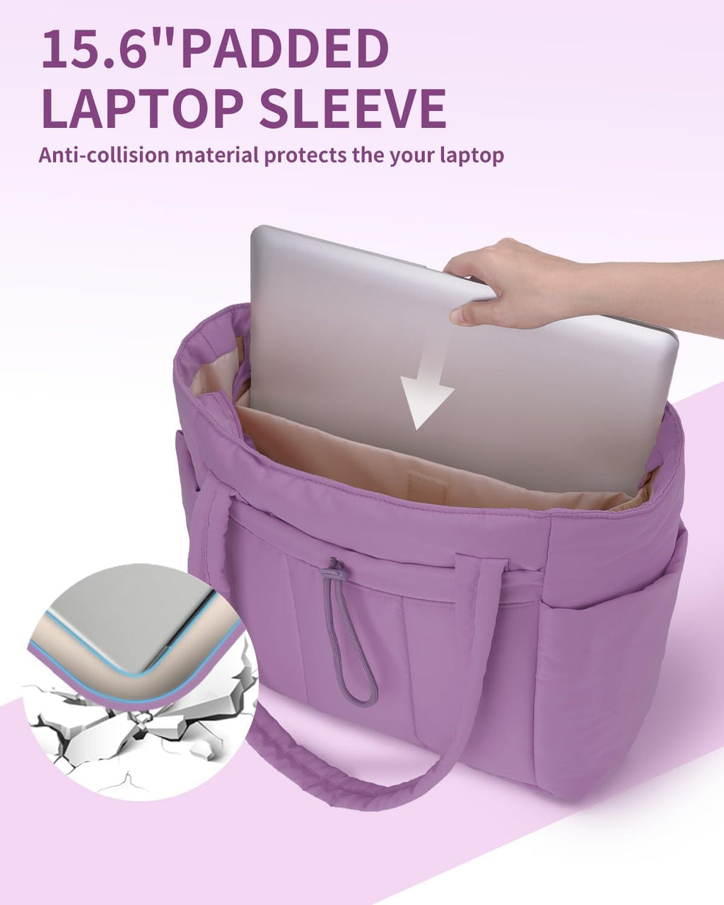 Spacious Work Tote Bag for Women with 15.6” Laptop Compartment