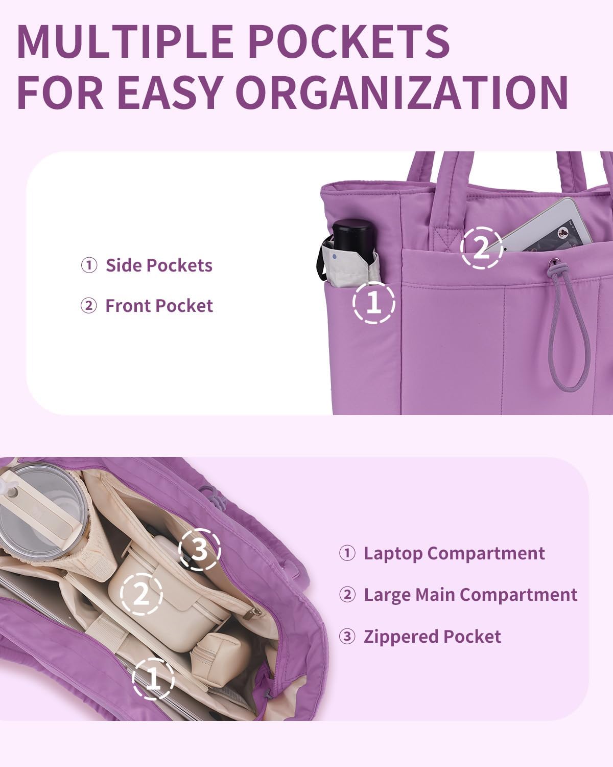 Spacious Work Tote Bag for Women with 15.6” Laptop Compartment