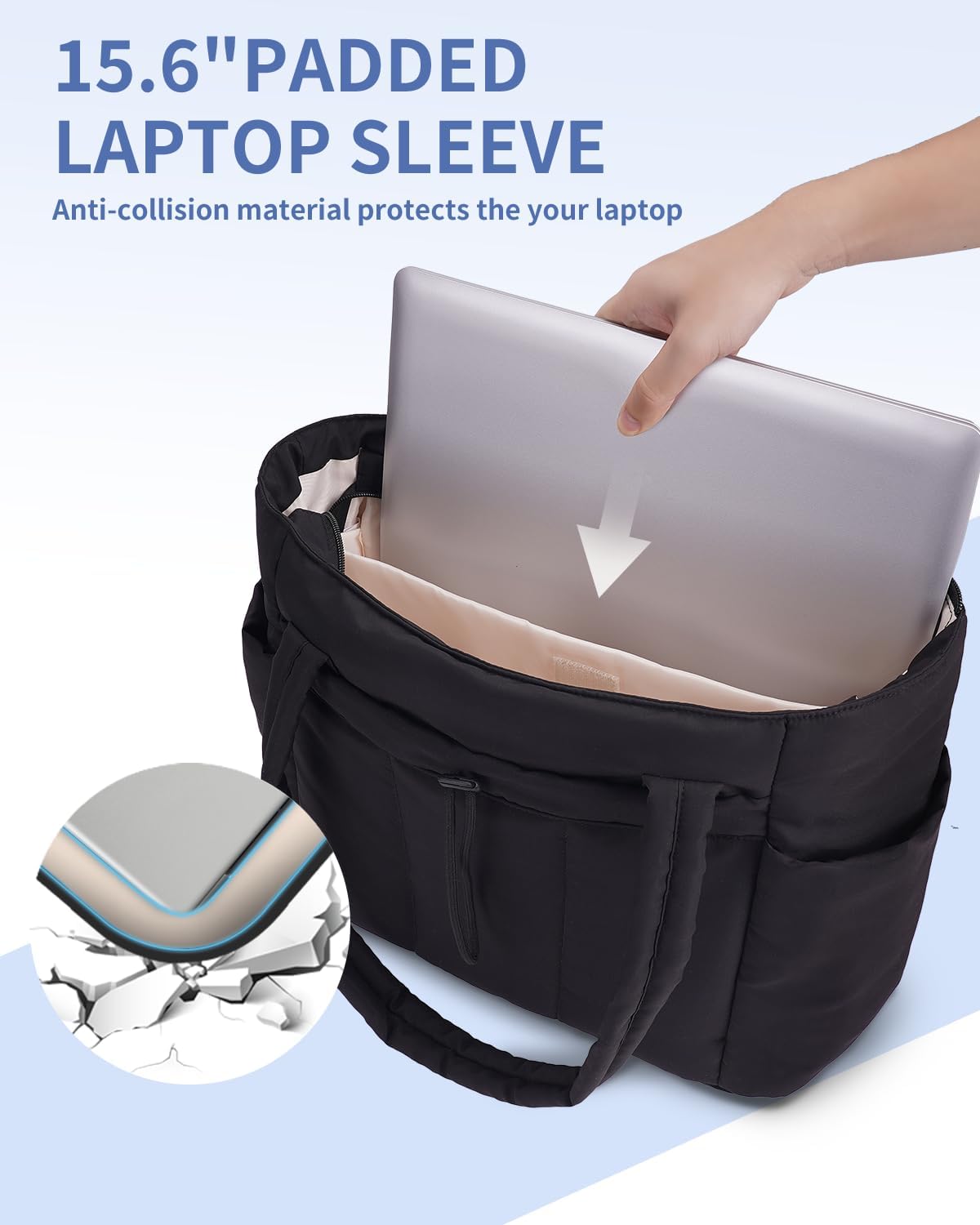 Spacious Work Tote Bag for Women with 15.6” Laptop Compartment