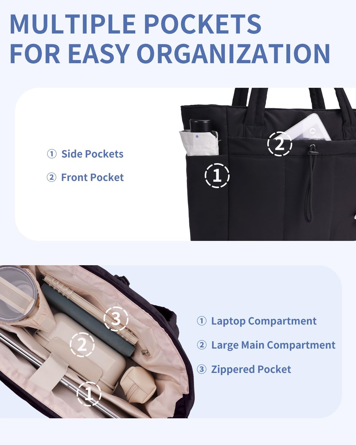 Spacious Work Tote Bag for Women with 15.6” Laptop Compartment