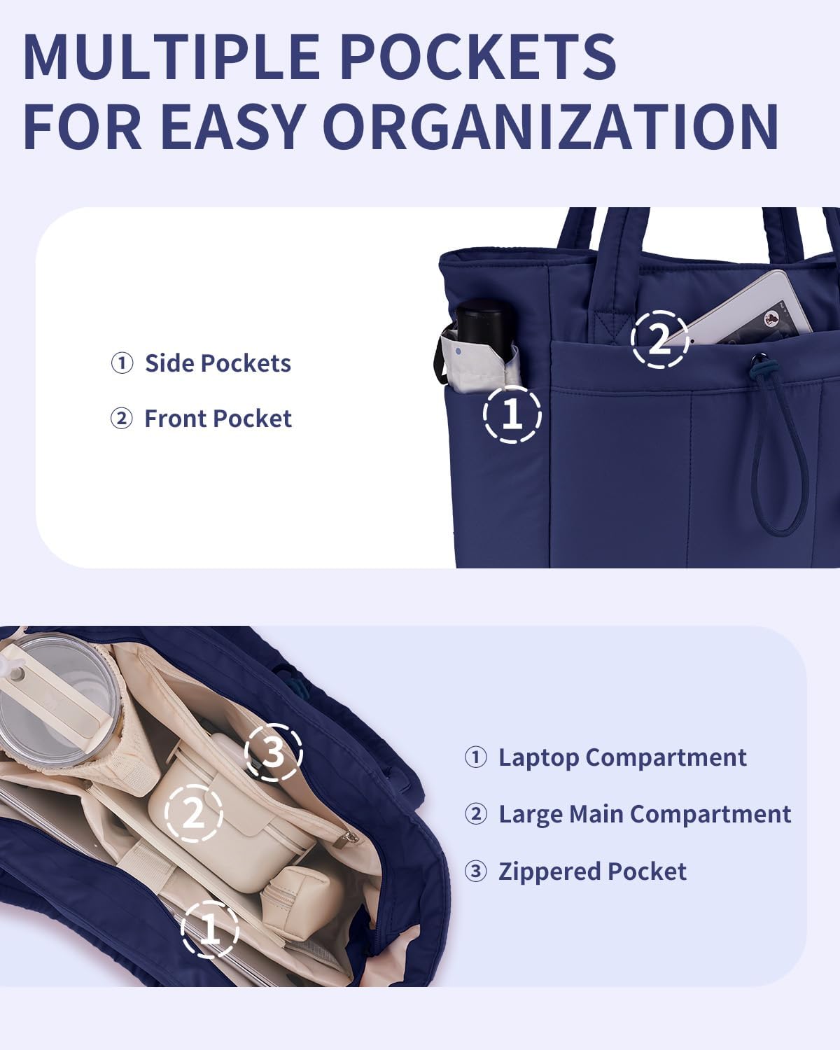 Spacious Work Tote Bag for Women with 15.6” Laptop Compartment