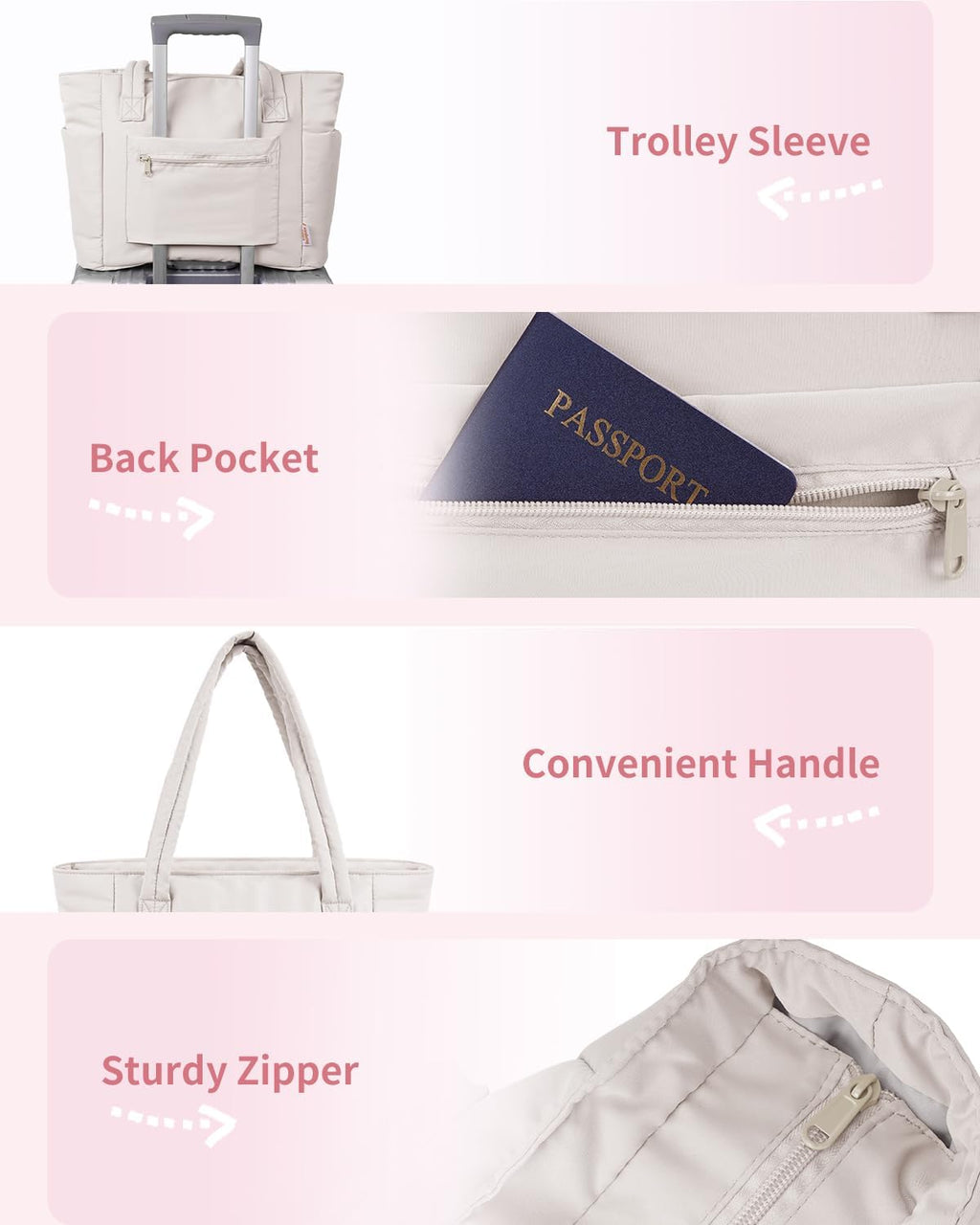 Spacious Work Tote Bag for Women with 15.6” Laptop Compartment