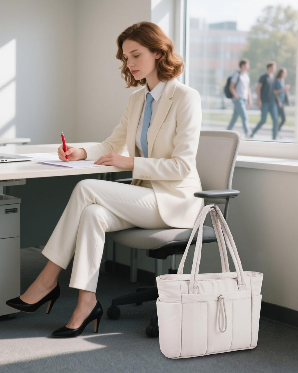 Spacious Work Tote Bag for Women with 15.6” Laptop Compartment