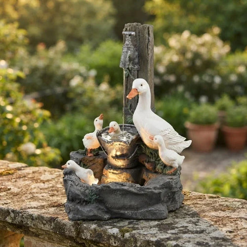 Animal Shaped Resin Tabletop Water Fountain Solar Powered