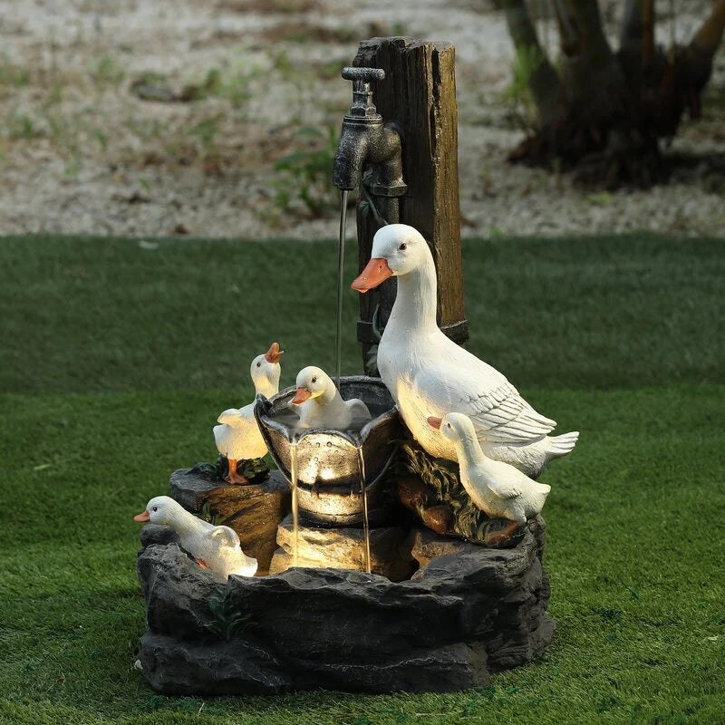 Animal Shaped Resin Tabletop Water Fountain Solar Powered - Image 11